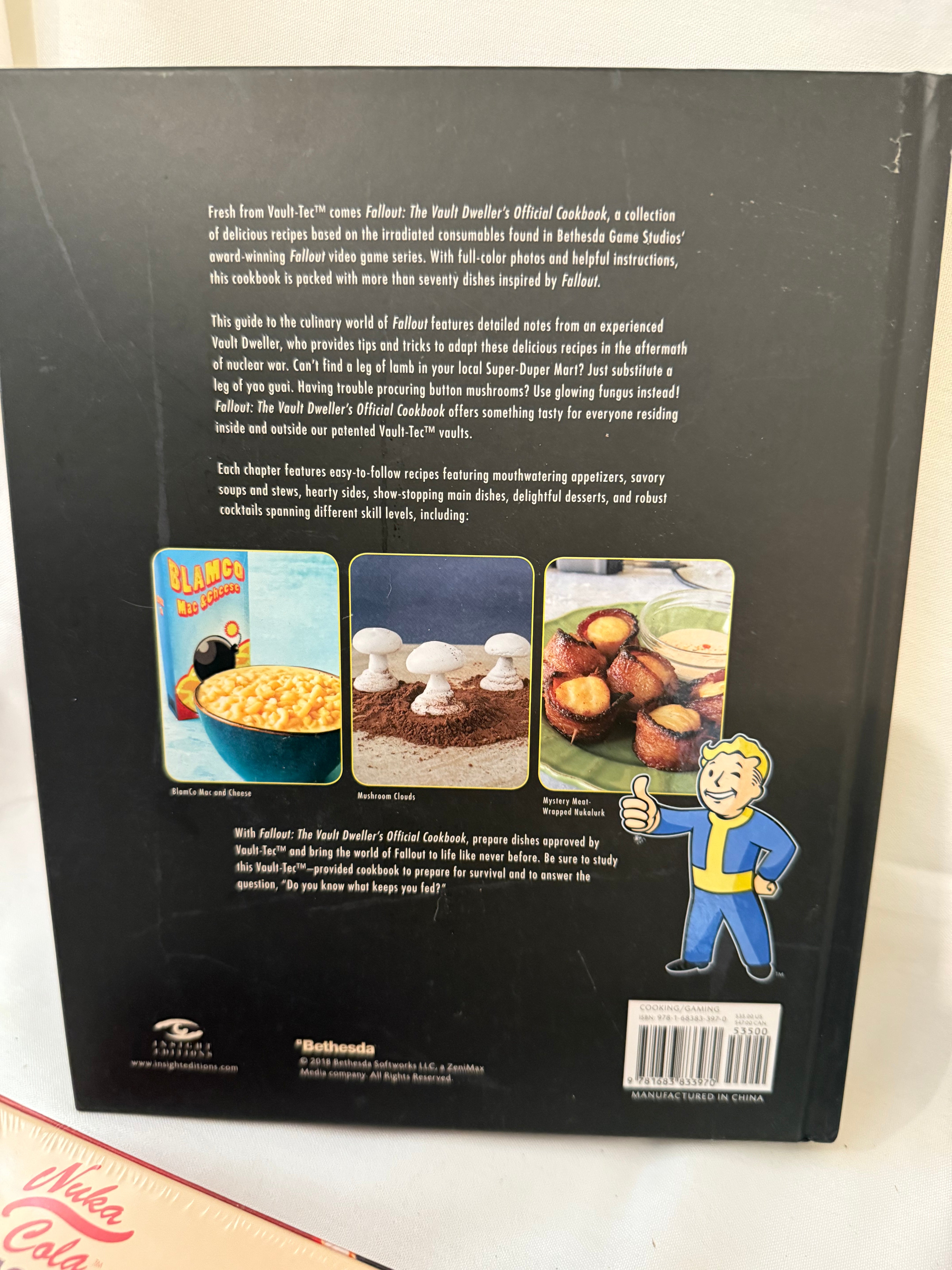 Fallout Cookbook, Nuka Cola checkers, Fallout alarm clock and 3 Vault Tec bobble heads