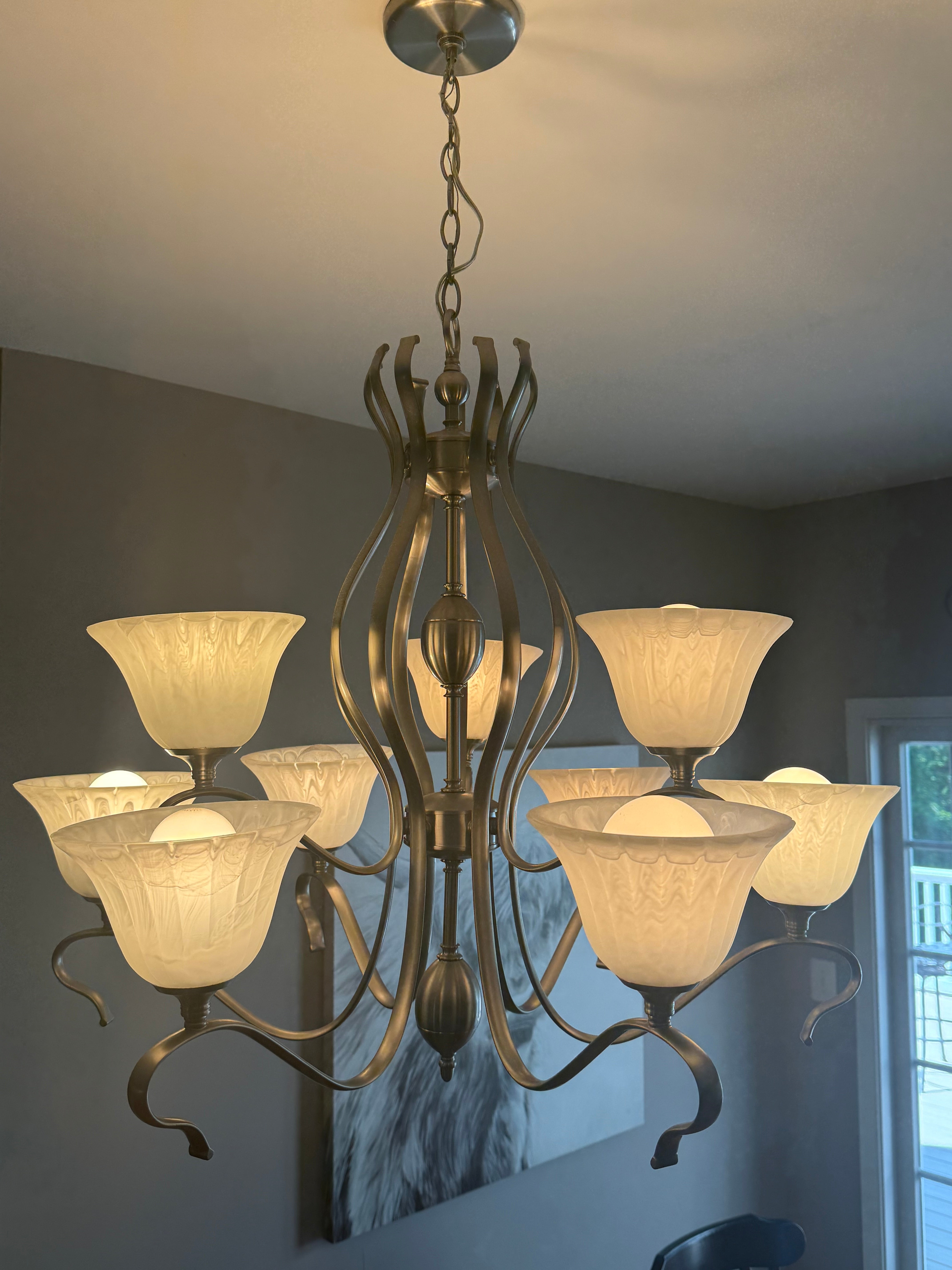 Brushed nickel light fixture- like new