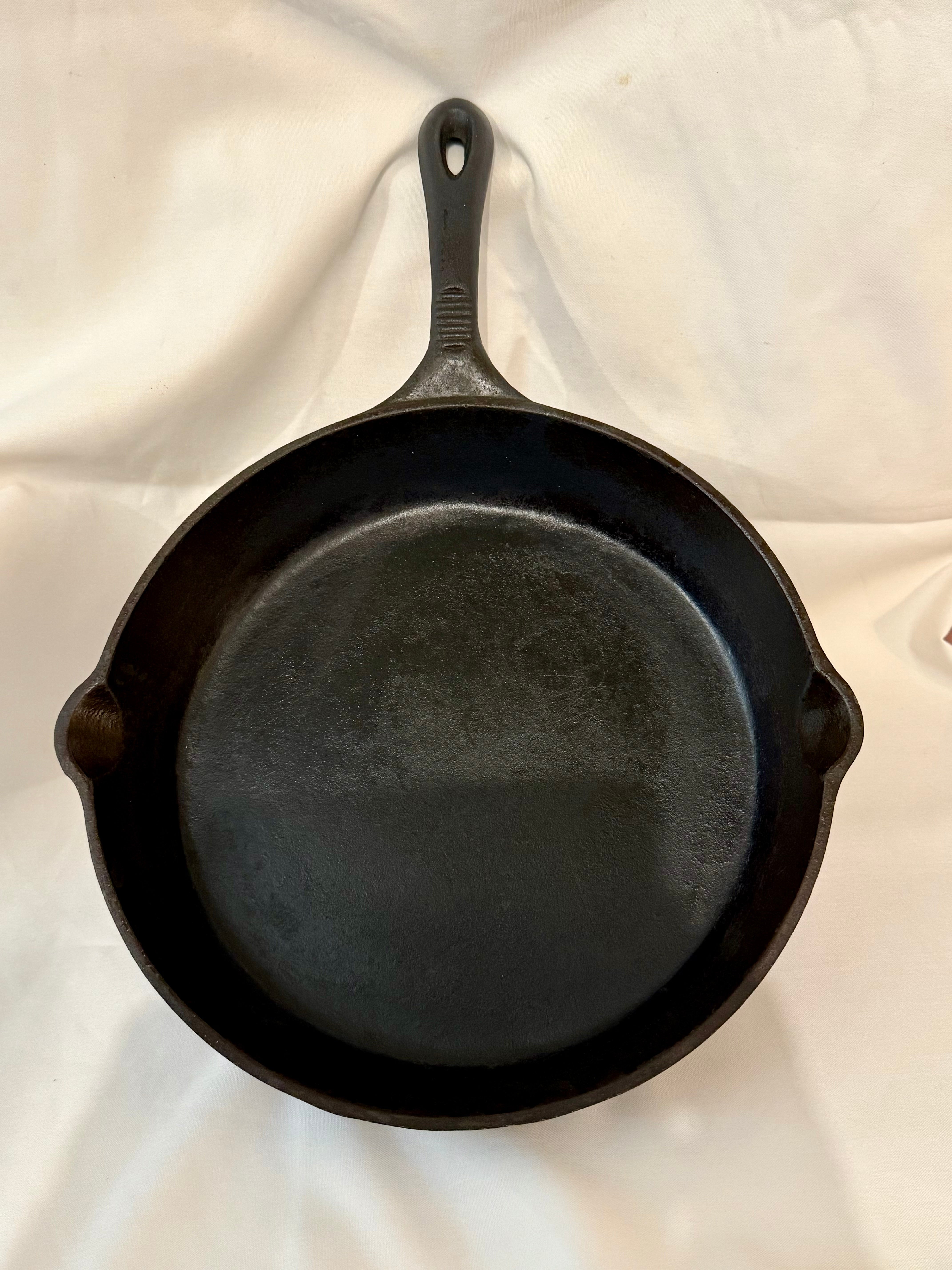 12” cast iron skillet, well used and seasoned