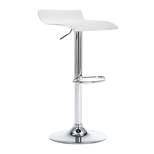NOBPEINT Contemporary Chrome Air Lift Adjustable Swivel Barstool, Set of 4(White)