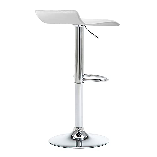 NOBPEINT Contemporary Chrome Air Lift Adjustable Swivel Barstool, Set of 4(White)