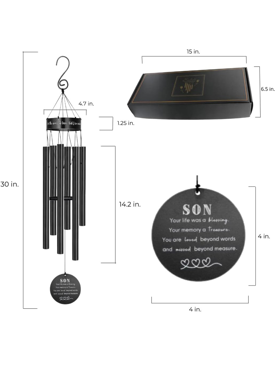 Memorial Wind Chimes for Loss of Loved One, Outdoor Memory Chimes