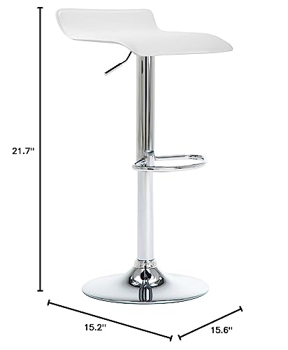 NOBPEINT Contemporary Chrome Air Lift Adjustable Swivel Barstool, Set of 4(White)