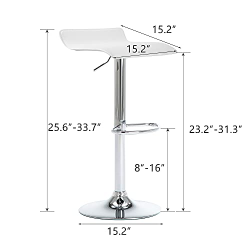 NOBPEINT Contemporary Chrome Air Lift Adjustable Swivel Barstool, Set of 4(White)