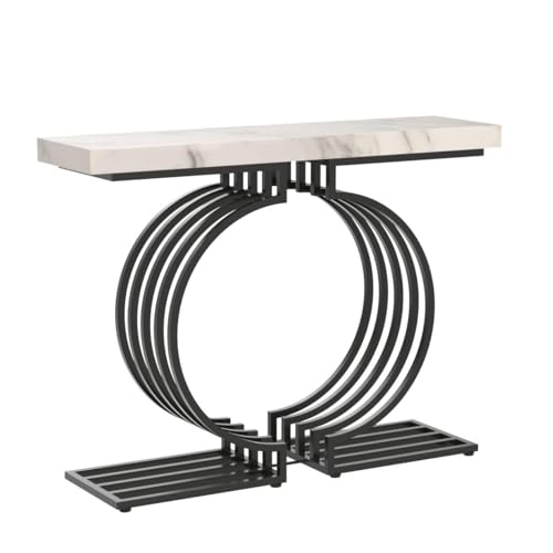 PAKASEPT Console Table, 40 inch Modern Faux Marble Entryway Table with Gold Base, Suitable for Living Room Hallway, Black