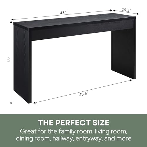 Convenience Concepts Northfield Hall Console Desk Table, 48(L) x 15.5(W) x 28"(H), Black