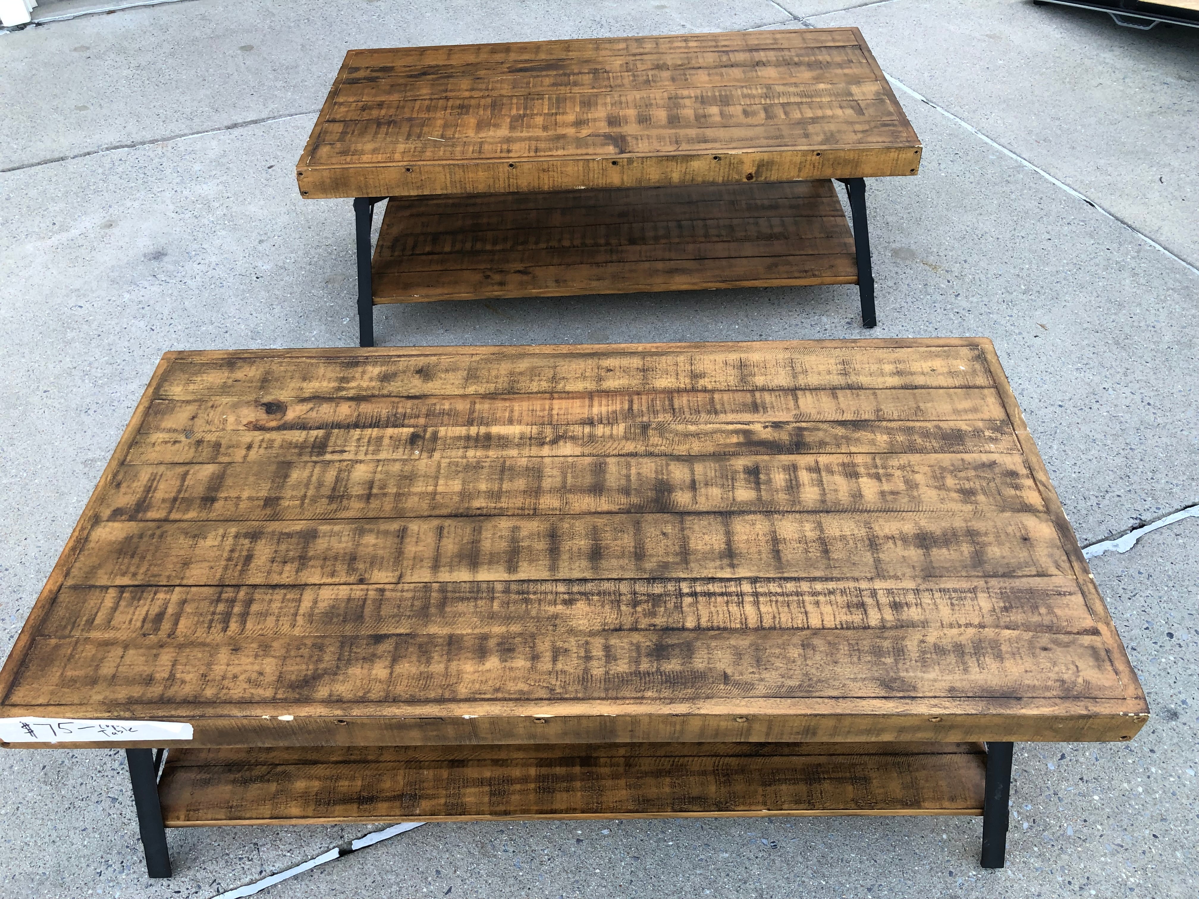 1 coffee table, wood and iron