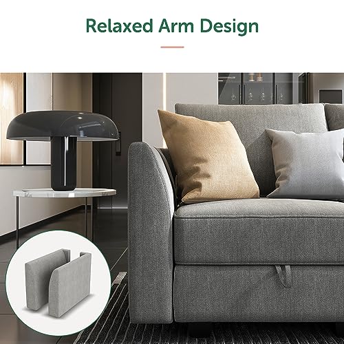 HONBAY Modular Sectional Sofa with Storage U Shaped Modular Sofa 6-Seater Sectional Couch for Living Room, Grey