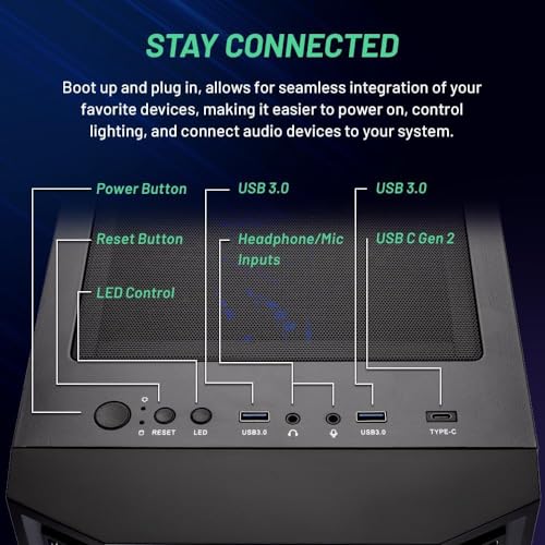 Skytech Shadow Gaming PC Desktop, Intel i5 13400F 2.5 GHz (4.6GHz Turbo Boost), NVIDIA RTX 4060 8GB GDDR6X, 2TB SSD, 32GB DDR5 RAM 5200 RGB, 650W Gold PSU, Wi-Fi, Win 11 Home, V3D Feature on Mobile