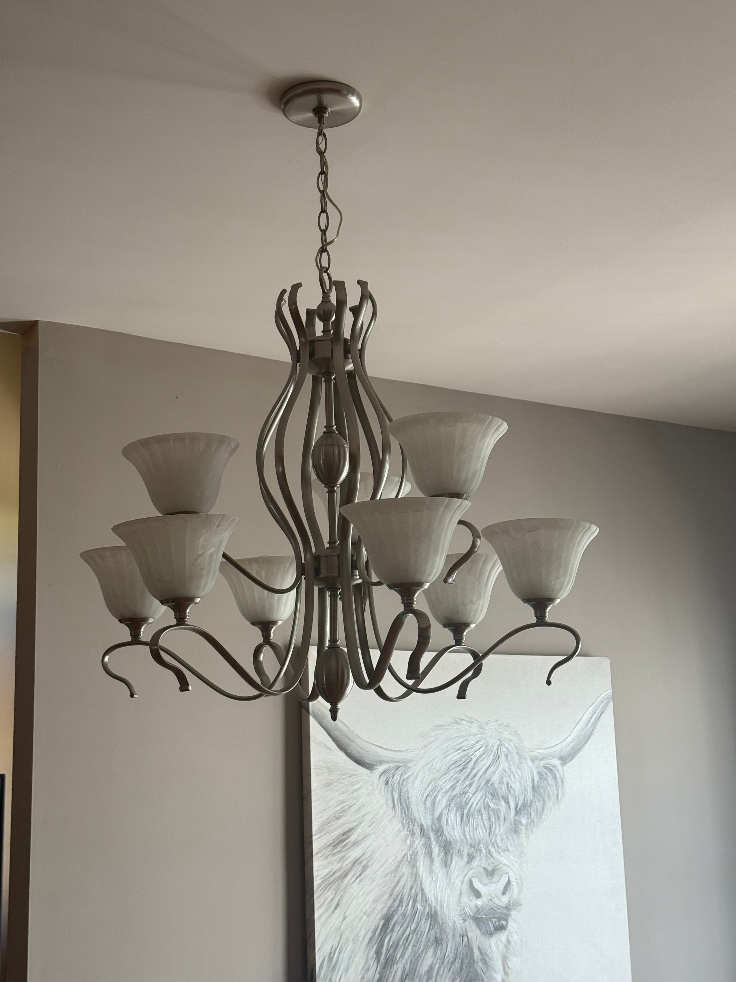 Brushed nickel light fixture- like new