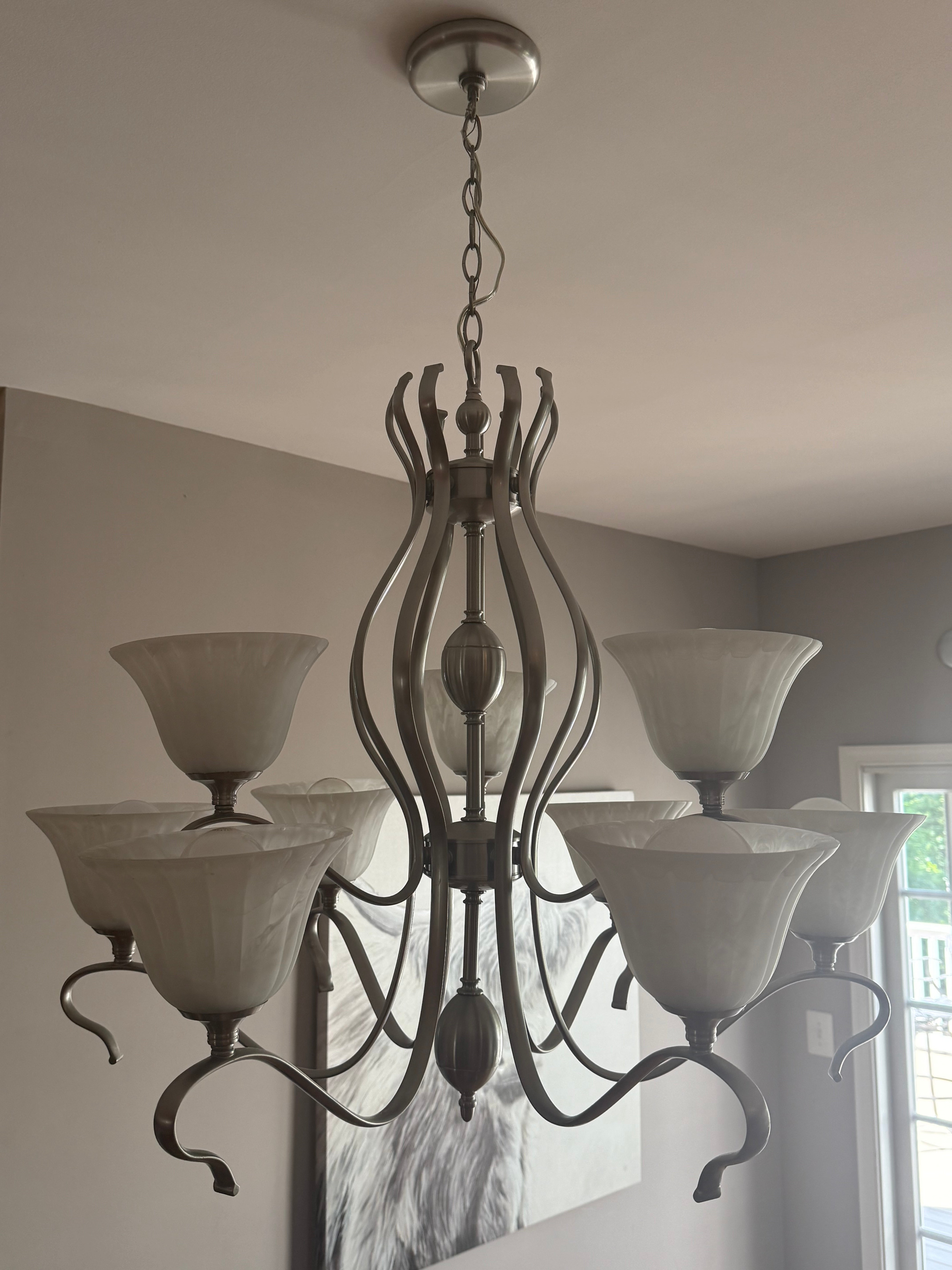 Brushed nickel light fixture- like new
