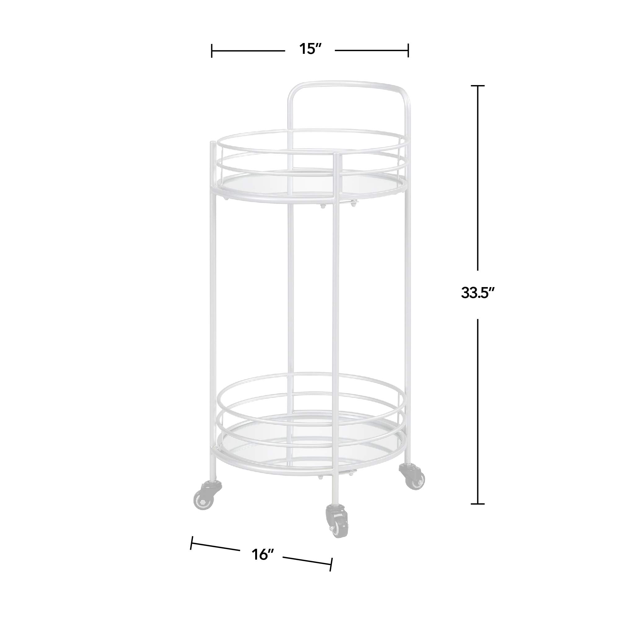 FirsTime & Co. Silver Joliet Round Bar Cart, American Designed, Silver, 16 x 16 x 33.5 inches, 16 inches, Silver & Mirror (70274)