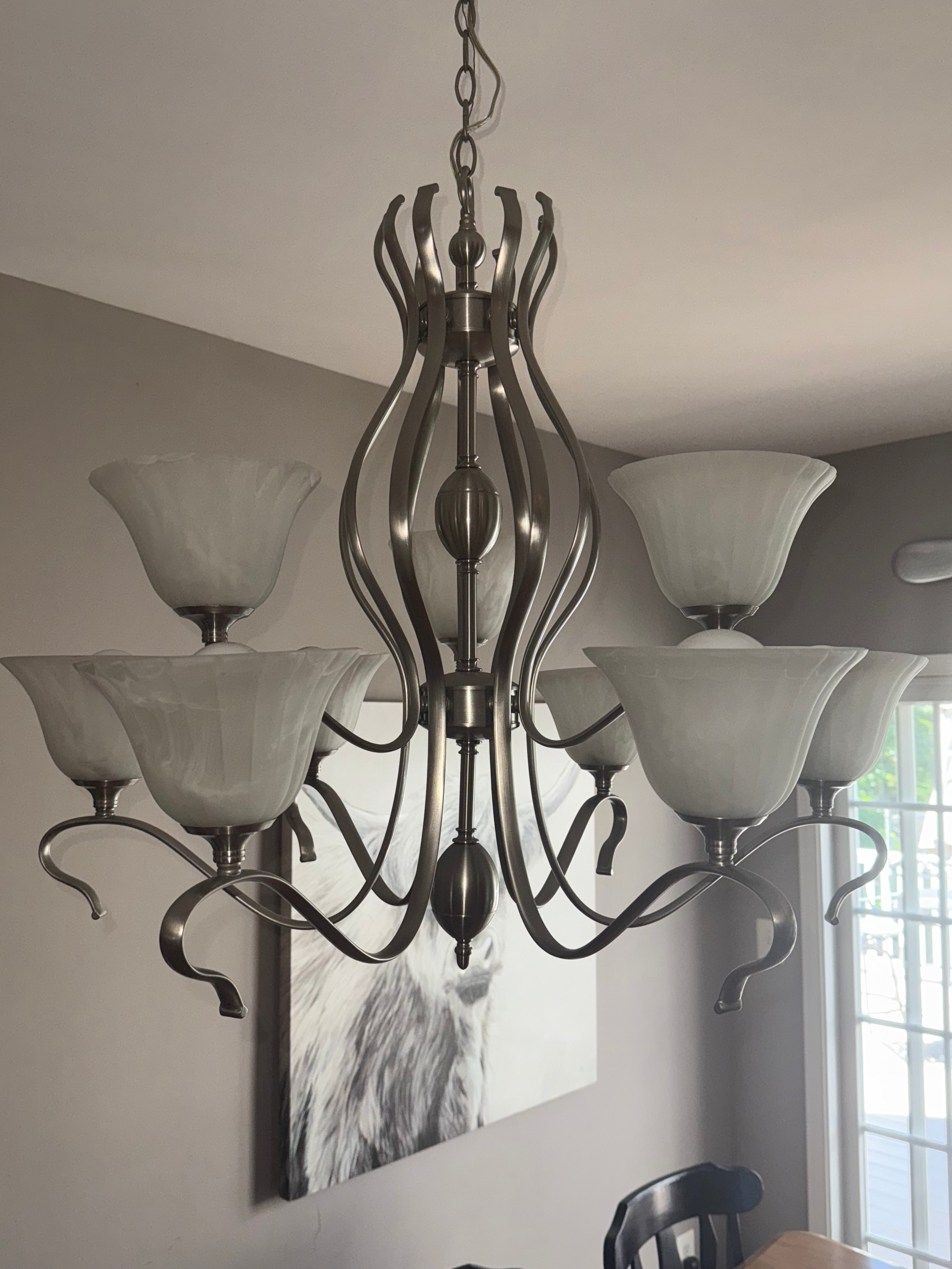 Brushed nickel light fixture- like new
