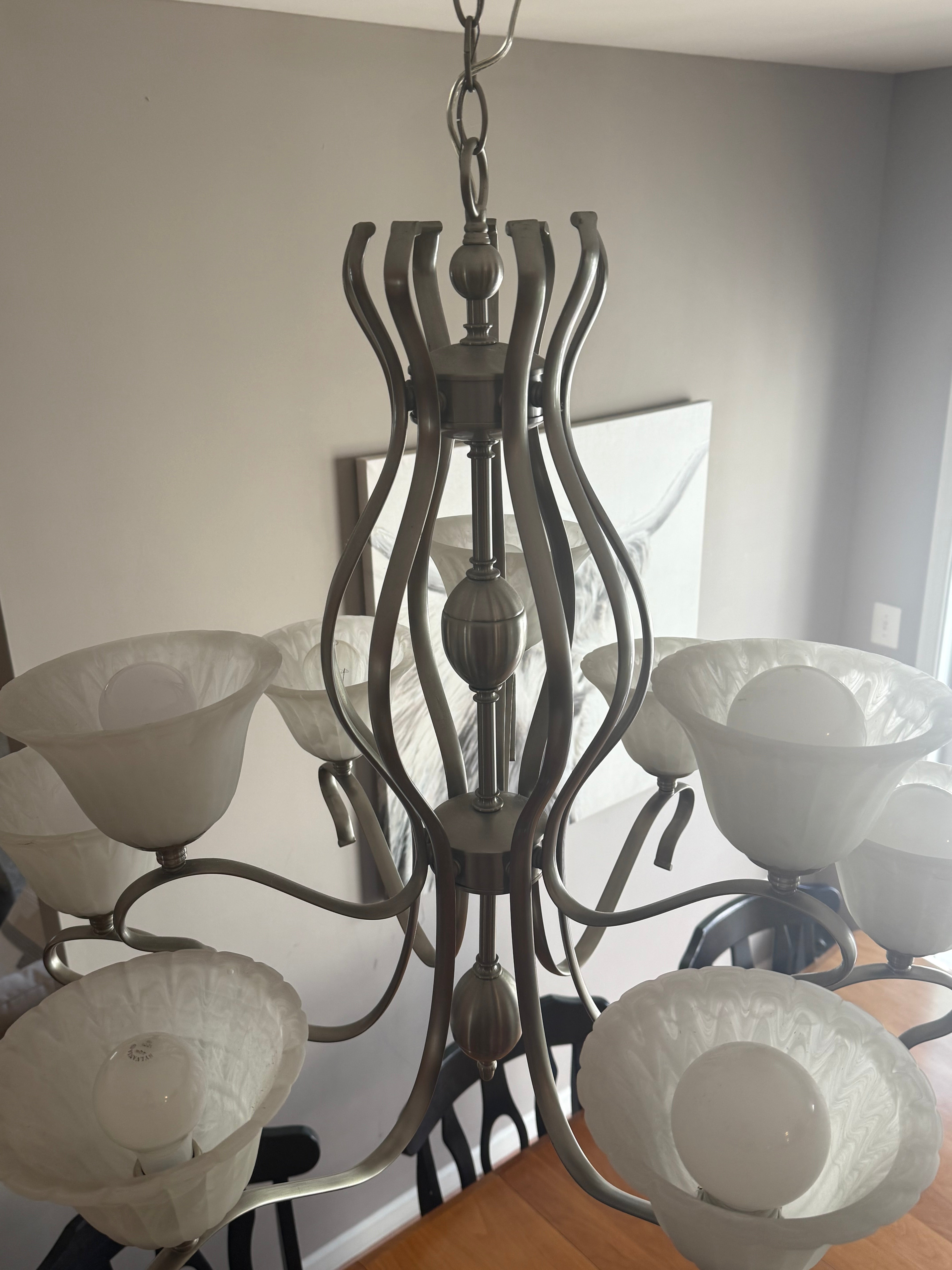 Brushed nickel light fixture- like new