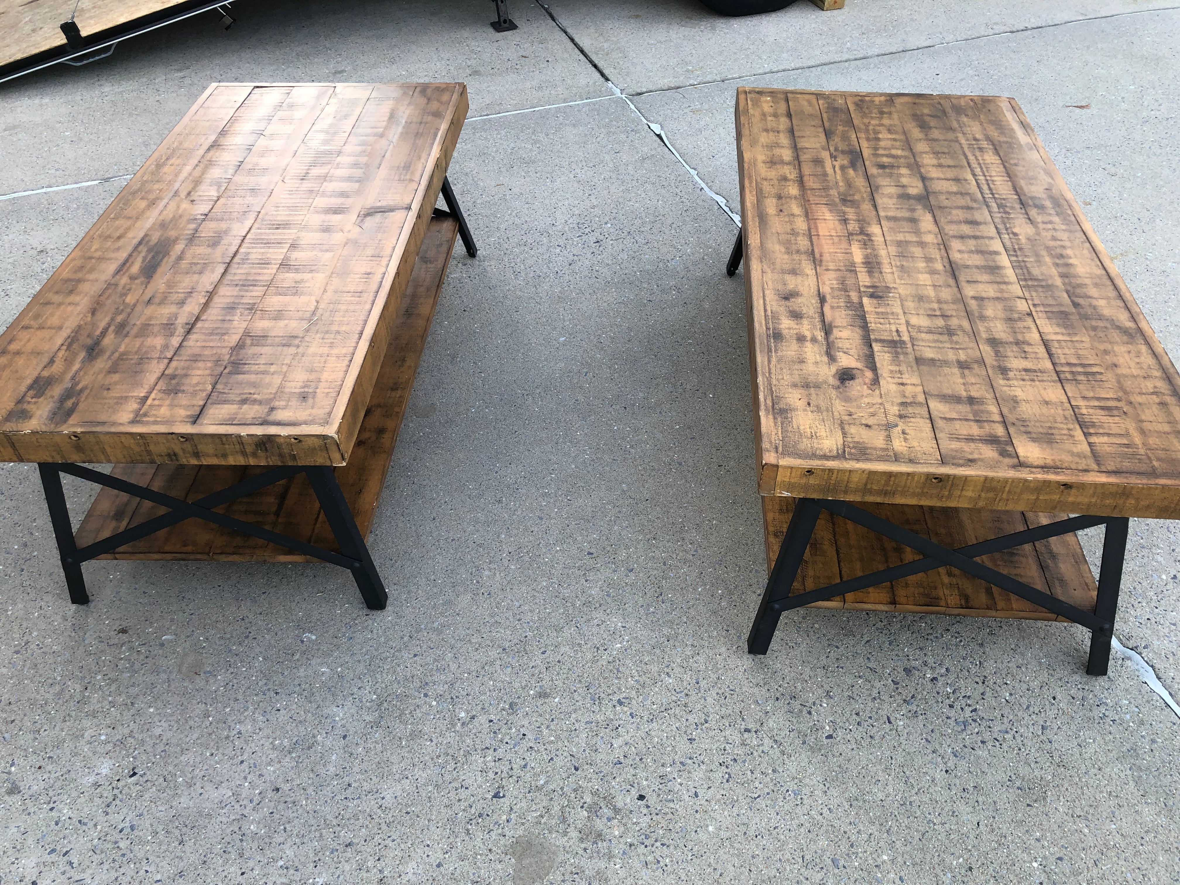 1 coffee table, wood and iron