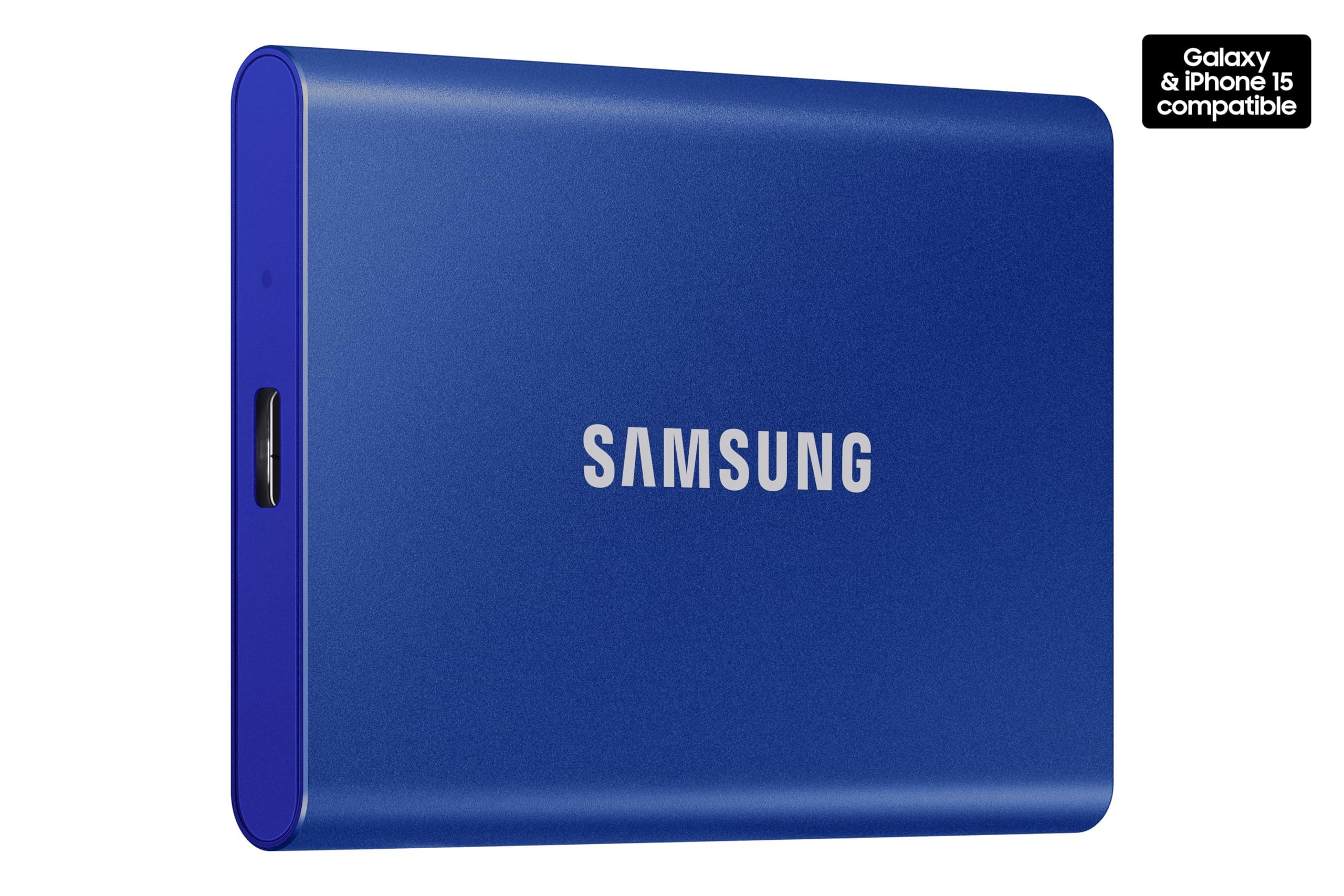 SAMSUNG T7 Portable SSD, 2TB External Solid State Drive, Speeds Up to 1,050MB/s, USB 3.2 Gen 2, Reliable Storage for Gaming, Students, Professionals, MU-PC2T0H/AM, Blue