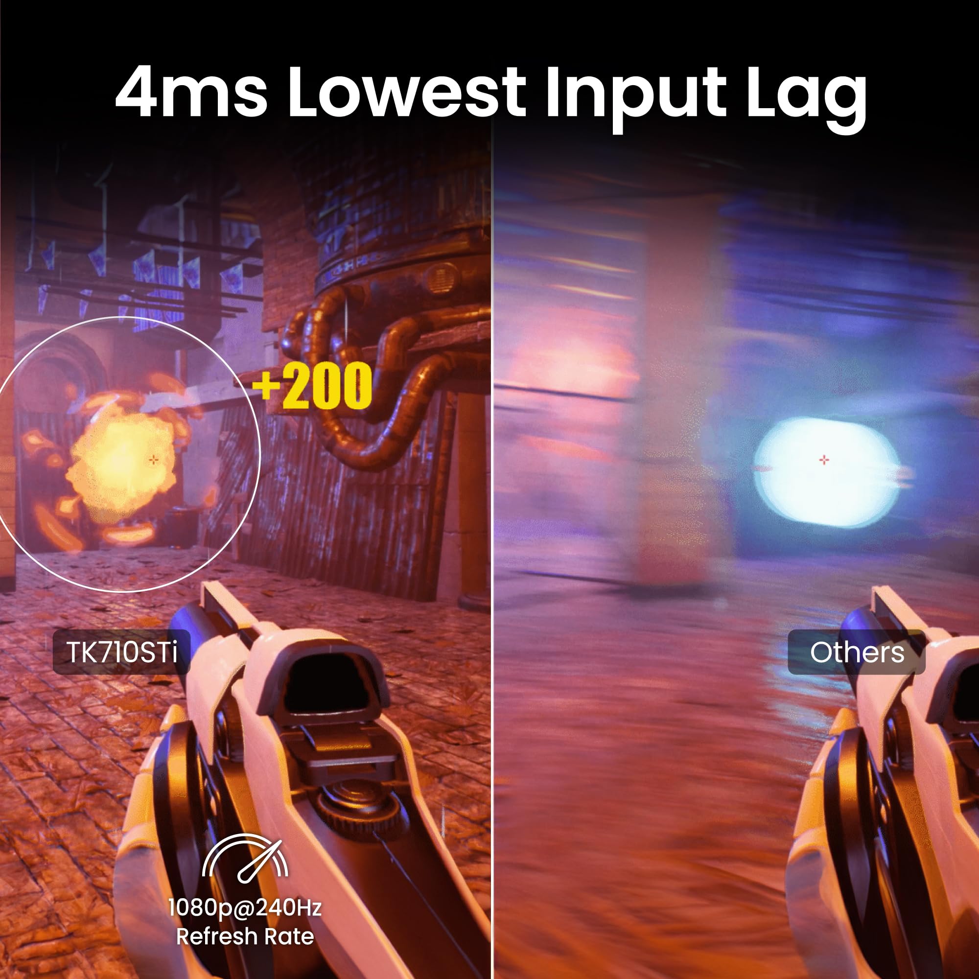 BenQ TK710STi 4K HDR Laser 3200 Lumens Movie and Gaming Short Throw Projector with 4ms Response Time | 240Hz Refresh Rate | HDR10 & HLG | Android TV with Netflix Chromecast & AirPlay | 3D Keystone