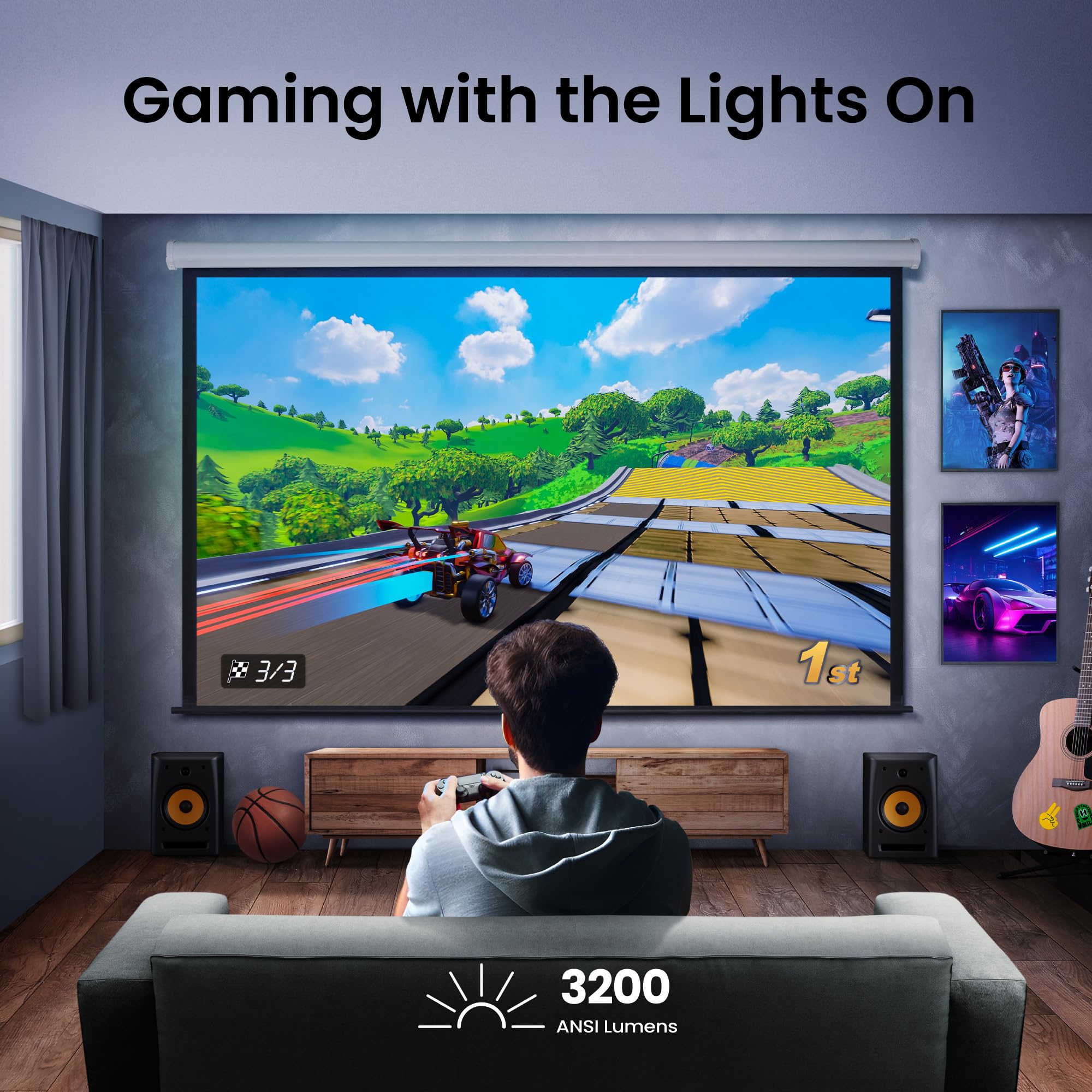 BenQ TK710STi 4K HDR Laser 3200 Lumens Movie and Gaming Short Throw Projector with 4ms Response Time | 240Hz Refresh Rate | HDR10 & HLG | Android TV with Netflix Chromecast & AirPlay | 3D Keystone