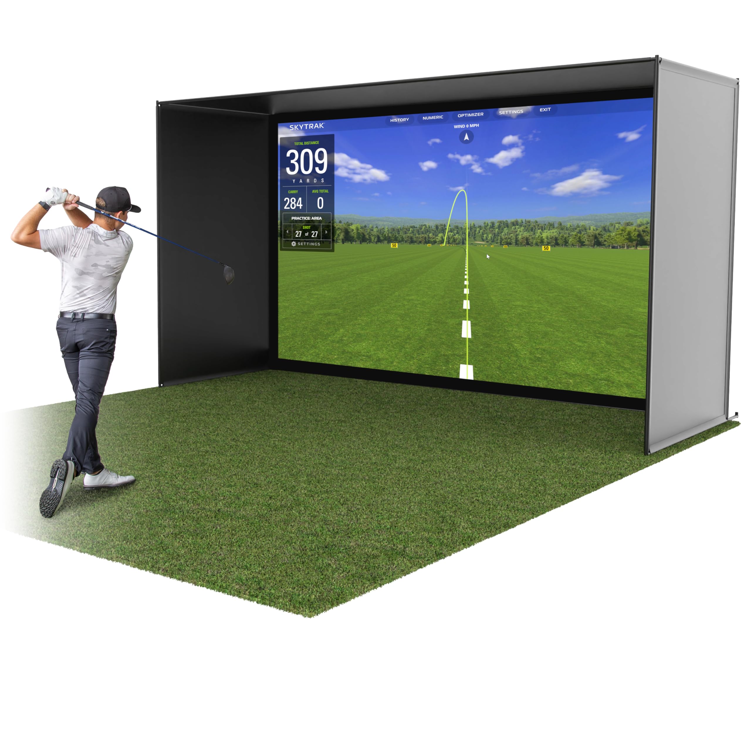 GoSports 14 x 8 ft Golf Simulator Enclosure Net - Complete Set with Frame and HD Impact Screen Kit
