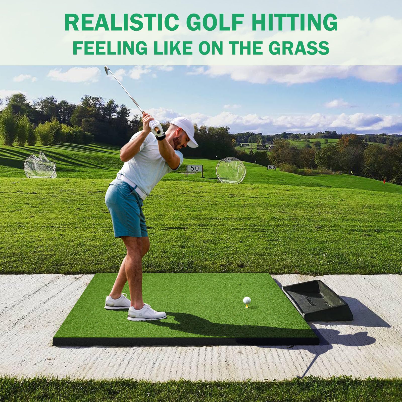 Golf Mat, ADDplus 5x4ft 31MM Thickened Golf Practice Mats, Home Training Mats Improve Golf-Lover Batting and Swing Skill, Golf Hitting Mat for Backyard, Garage Indoor Outdoor Training