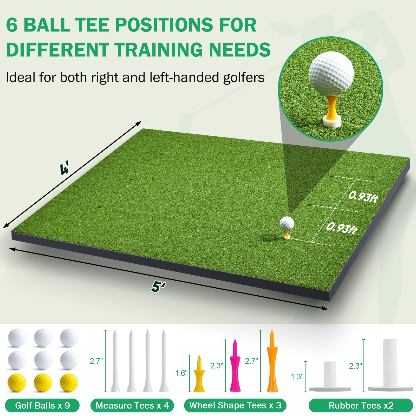 Golf Mat, ADDplus 5x4ft 31MM Thickened Golf Practice Mats, Home Training Mats Improve Golf-Lover Batting and Swing Skill, Golf Hitting Mat for Backyard, Garage Indoor Outdoor Training