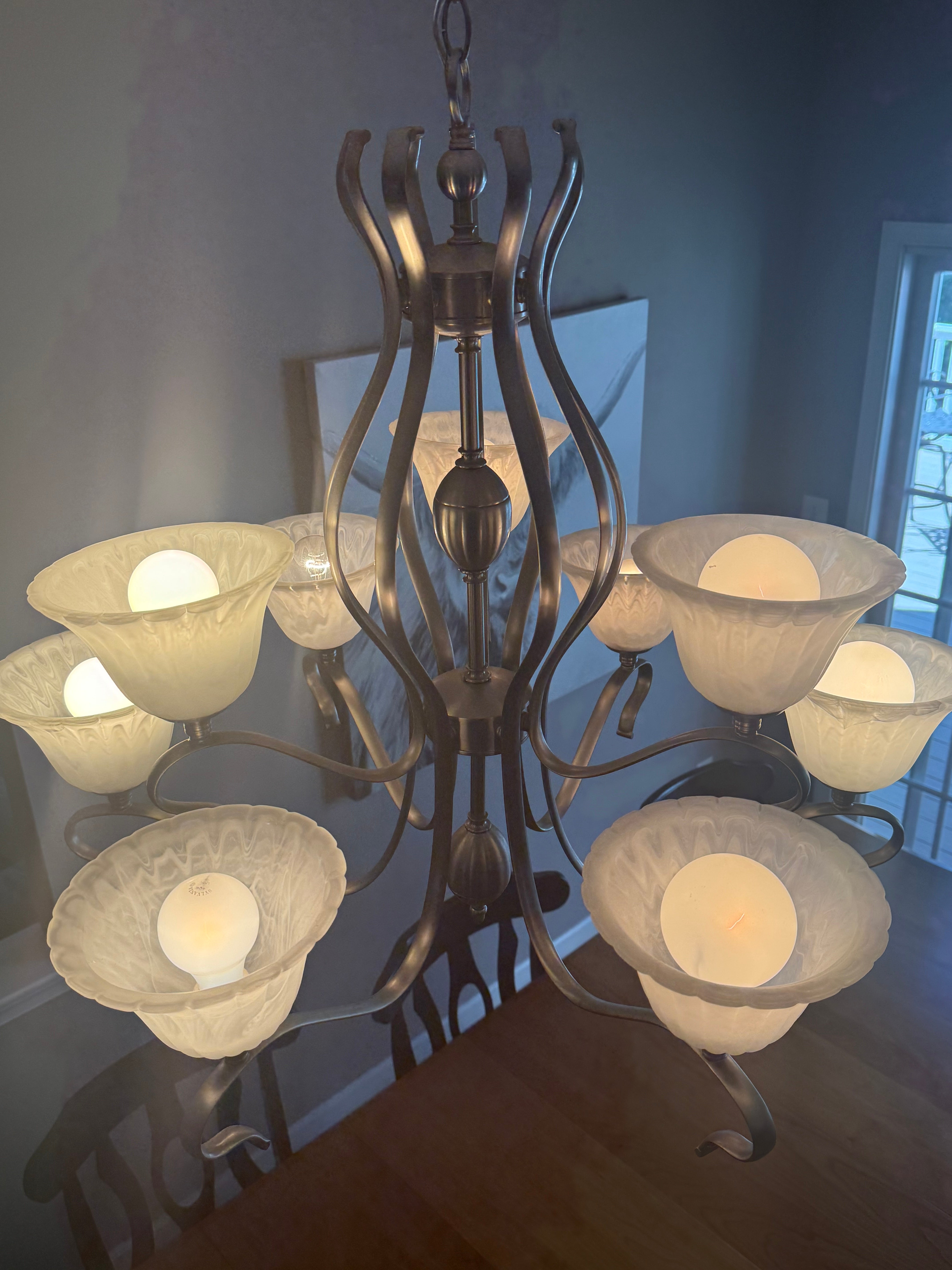 Brushed nickel light fixture- like new