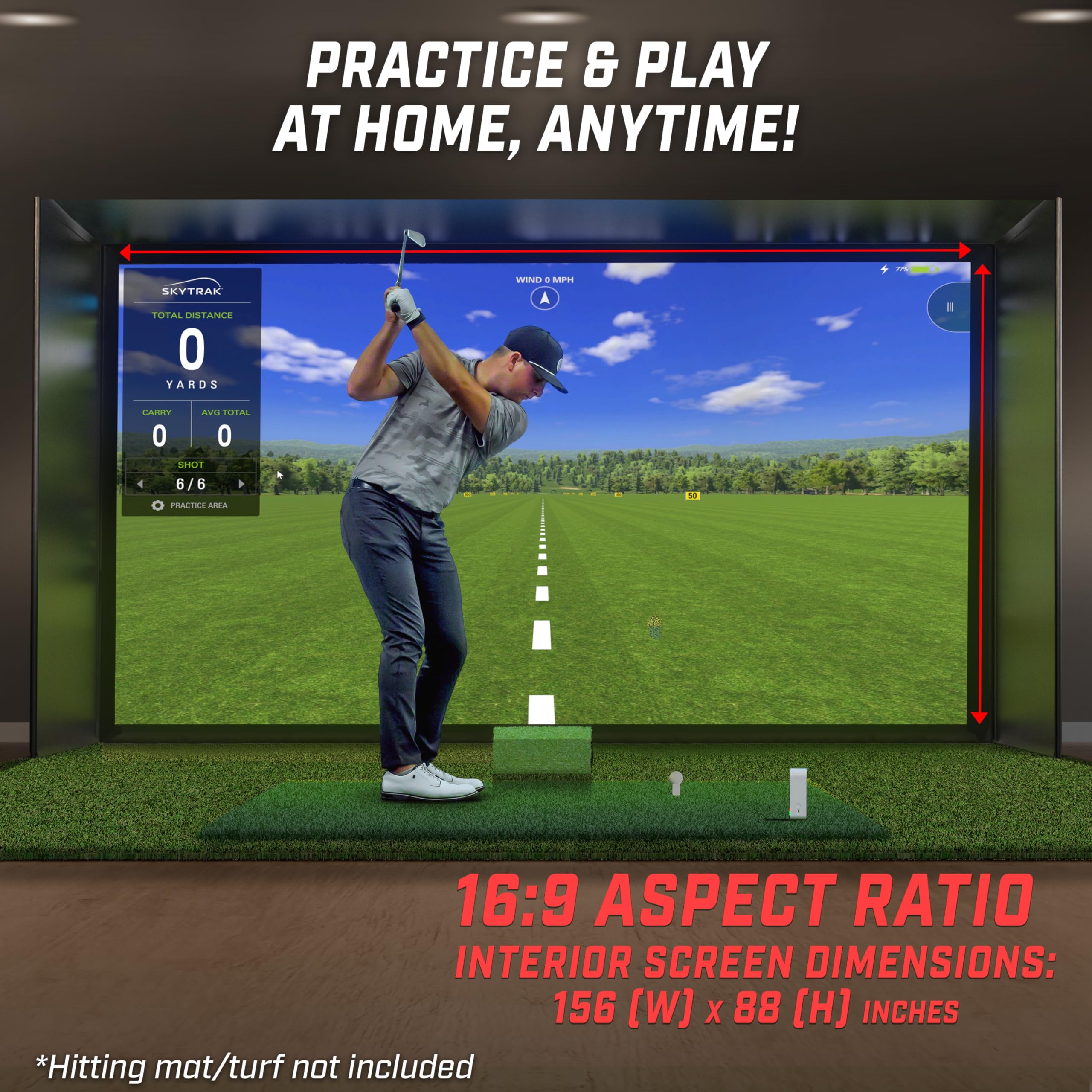 GoSports 14 x 8 ft Golf Simulator Enclosure Net - Complete Set with Frame and HD Impact Screen Kit