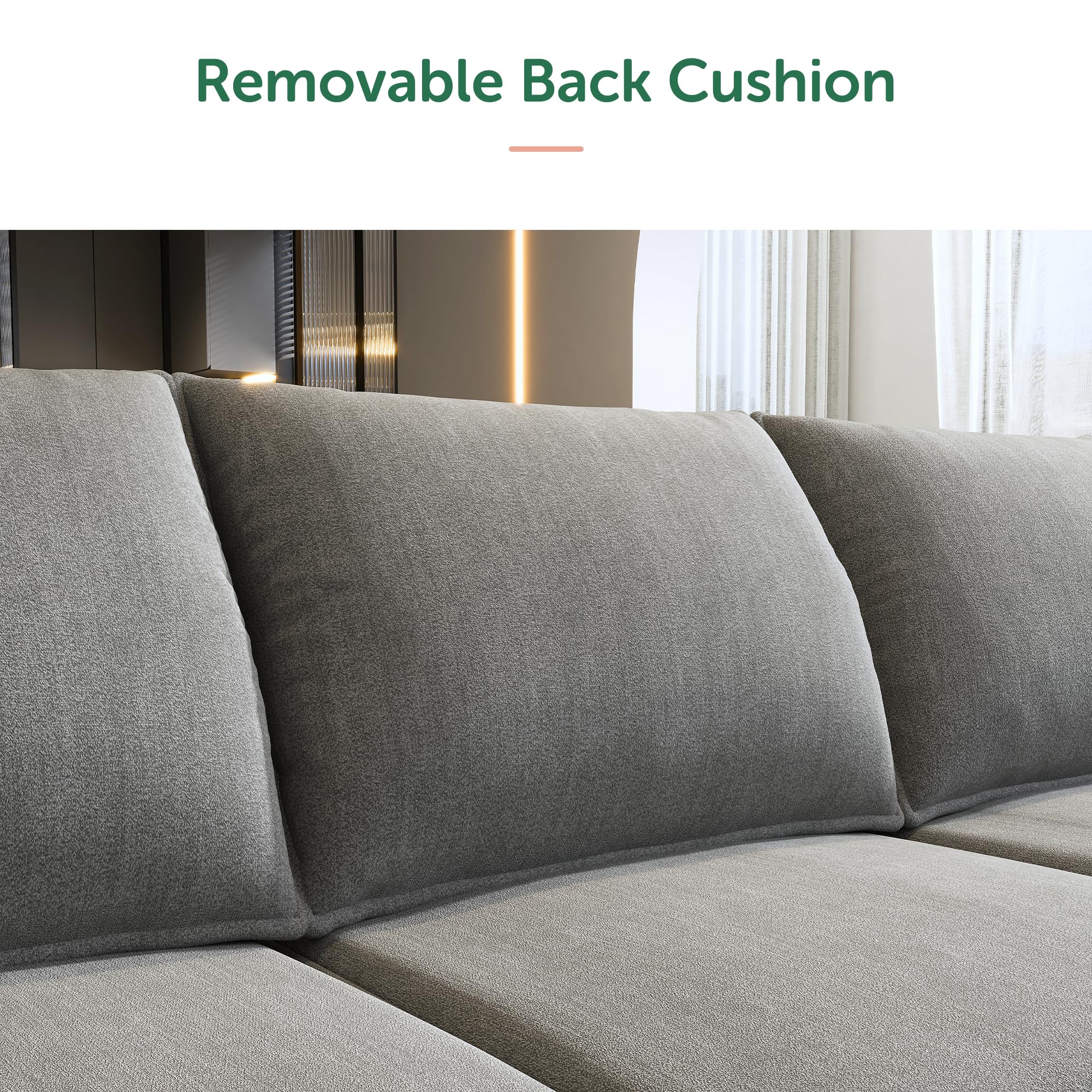 HONBAY Modular Sectional Sofa with Storage U Shaped Modular Sofa 6-Seater Sectional Couch for Living Room, Grey