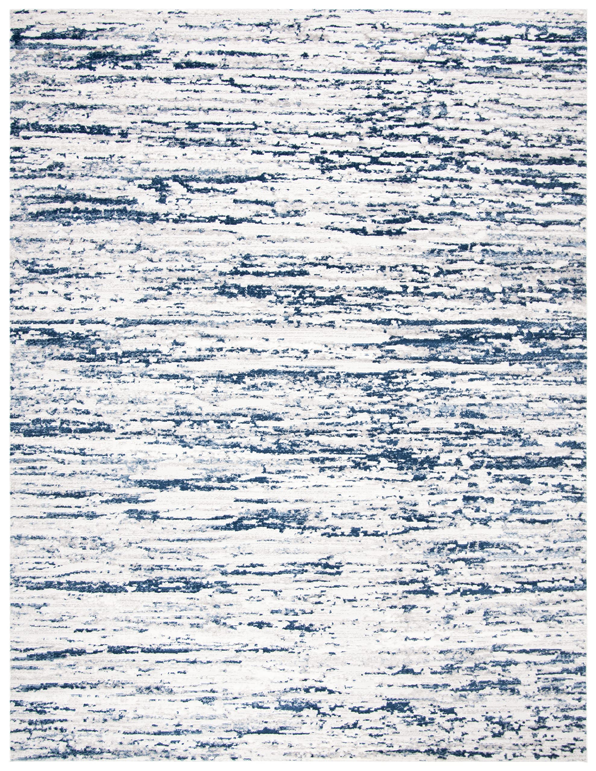 SAFAVIEH Amelia Collection Area Rug - 8' x 10', Grey & Navy, Modern Abstract Design, Non-Shedding & Easy Care, Ideal for High Traffic Areas in Living Room, Bedroom (ALA768B)