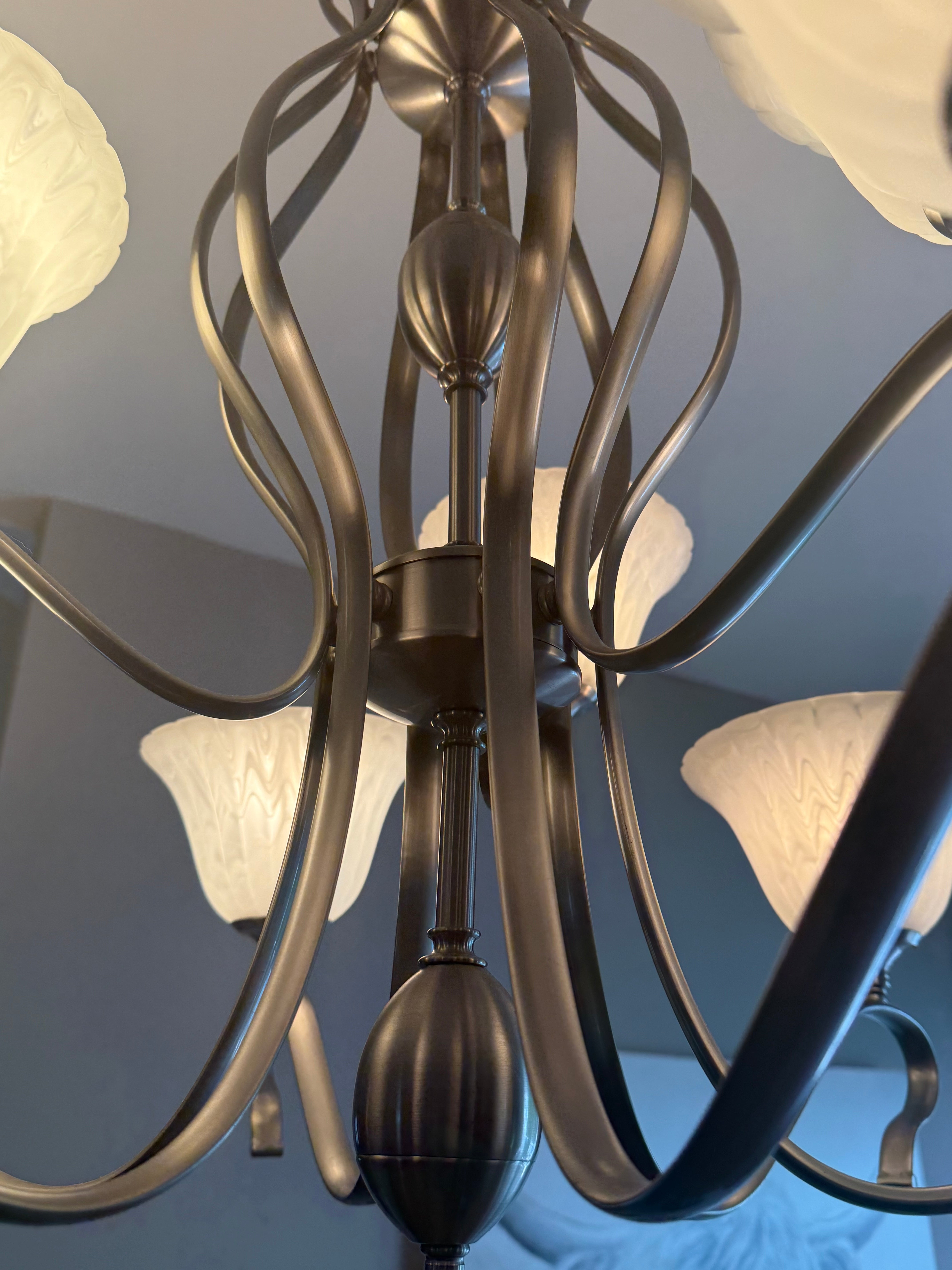 Brushed nickel light fixture- like new