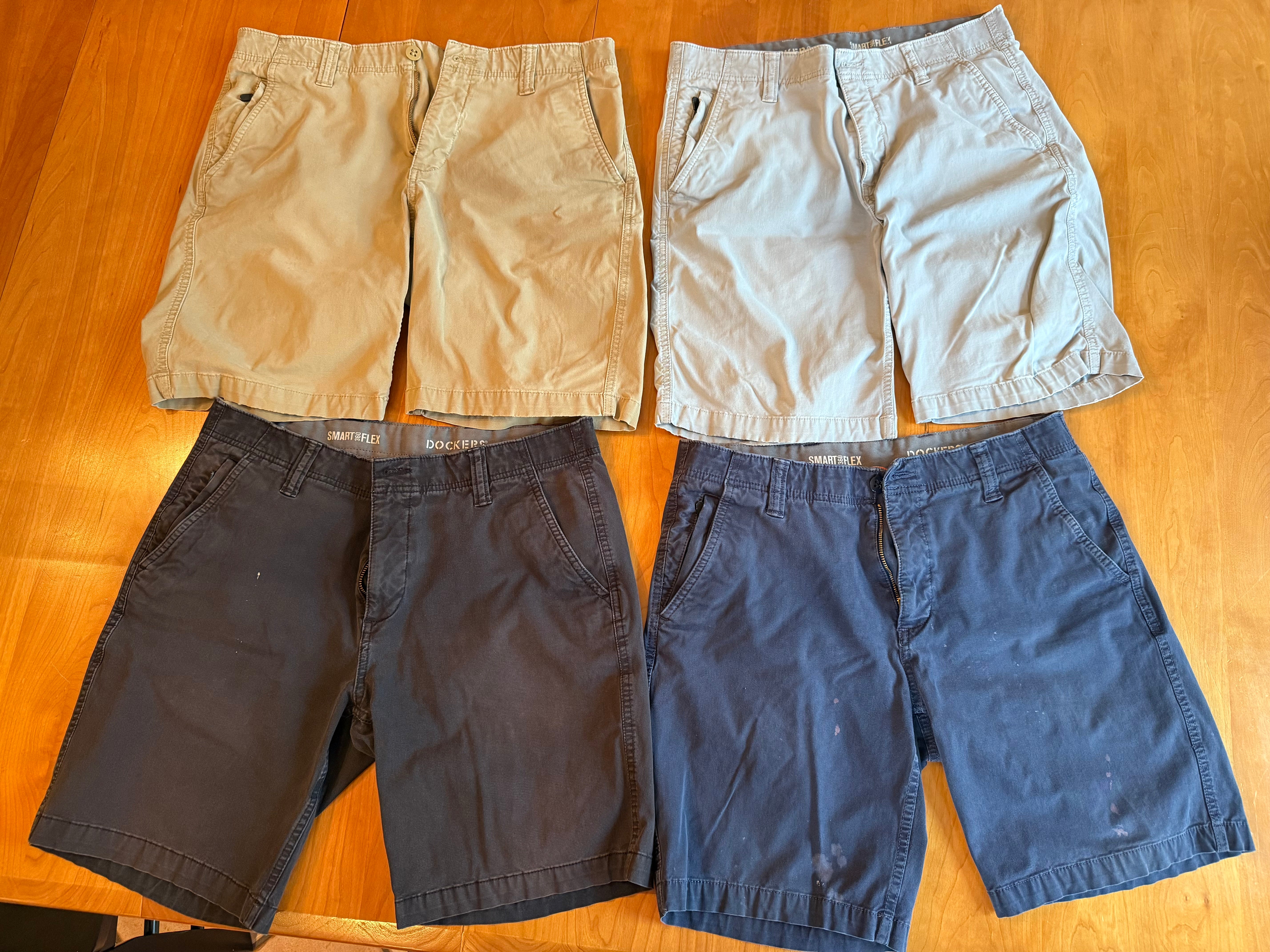 4 pairs Dockers flex 360 shorts size 33 waist