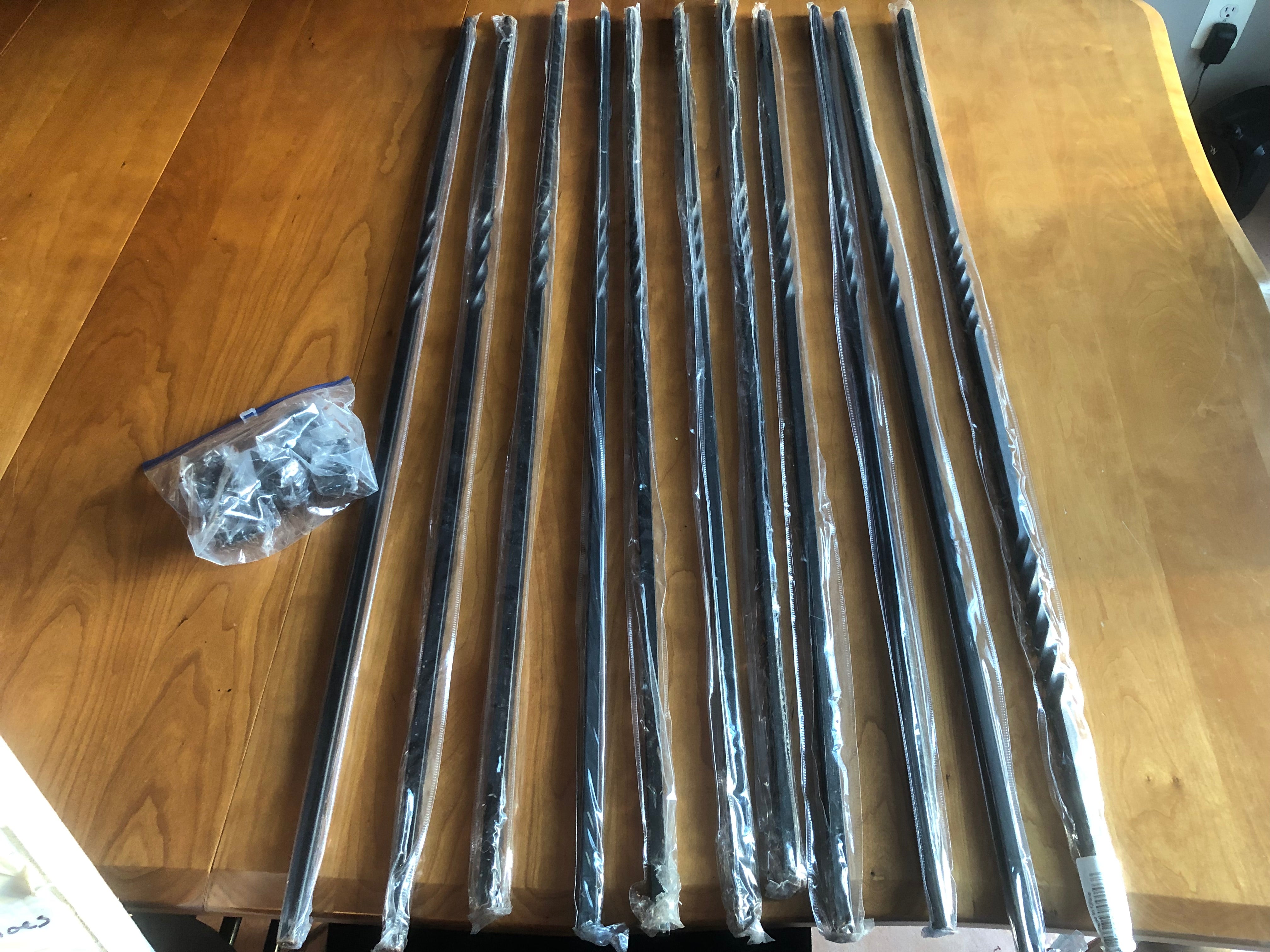 Iron balusters and hardware, satin black