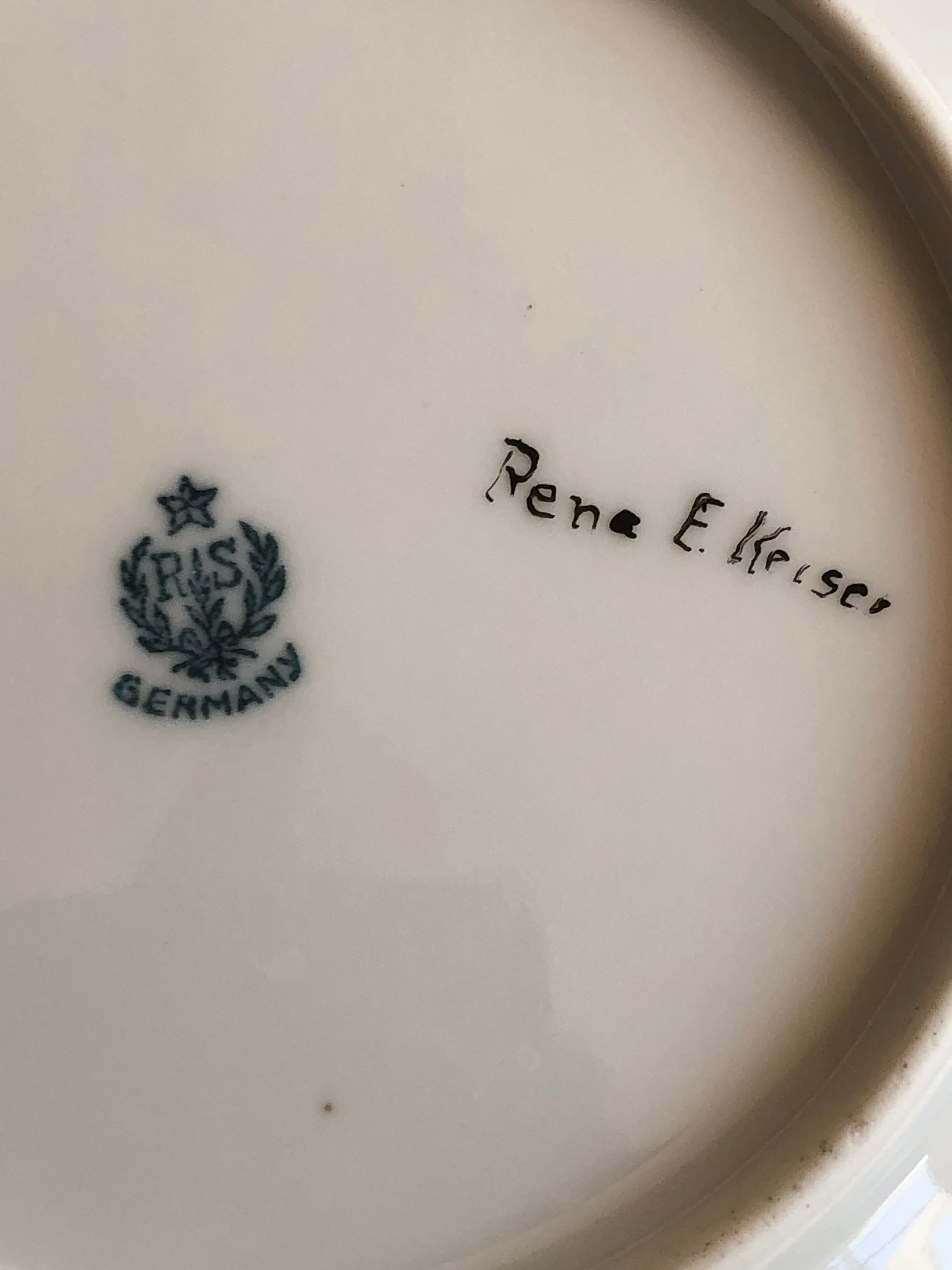 RS Germany hand painted dish, Rena E Keisser