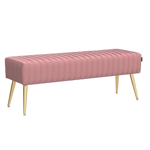 Furnimart 44 Inch Pink Velvet Ottoman Bench, Modern Upholstered Bedroom Benches Footrest Stool Indoor Bench for Entryway Living Room Bedroom Dining Room (Velvet-Pink)