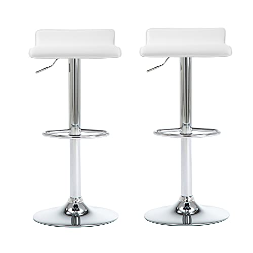 NOBPEINT Contemporary Chrome Air Lift Adjustable Swivel Barstool, Set of 4(White)