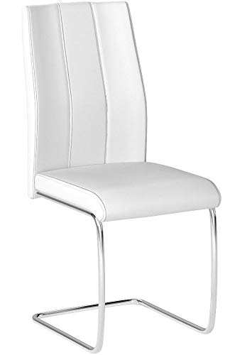 Monarch Specialties 2 Piece DINING CHAIR-2PCS/ 39" H/WHITE LEATHER-LOOK/CHROME, 17.25" L x 20.25" D x 38.75" H