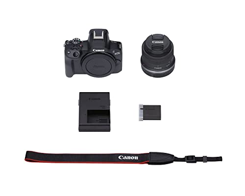 Canon EOS R50 Mirrorless Camera RF-S18-45mm F4.5-6.3 is STM Lens Kit, 24.2 Megapixel CMOS (APS-C) Sensor, 4K Video, Hybrid Camera, Photo and Video, Vlogging, Content Creator, RF Mount, Black