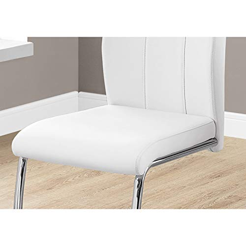 Monarch Specialties 2 Piece DINING CHAIR-2PCS/ 39" H/WHITE LEATHER-LOOK/CHROME, 17.25" L x 20.25" D x 38.75" H