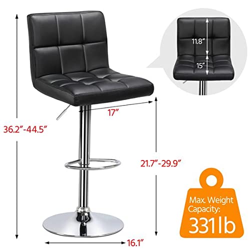 Yaheetech Counter Chairs Height Adjustable Counter Height Bar stools Kitchen Island Chairs Swivel PU Leather Chair Black X-Large Base and Seat, 4pcs