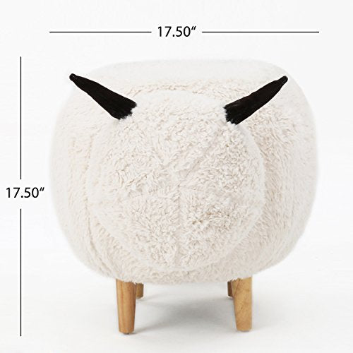 Christopher Knight Home Pearcy Furry Sheep Ottoman, White