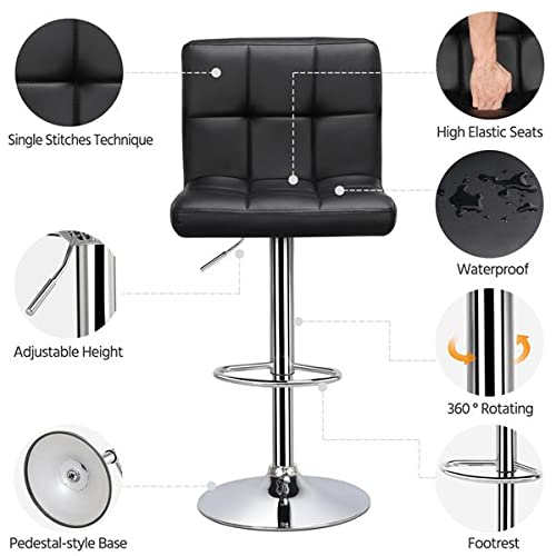 Yaheetech Counter Chairs Height Adjustable Counter Height Bar stools Kitchen Island Chairs Swivel PU Leather Chair Black X-Large Base and Seat, 4pcs