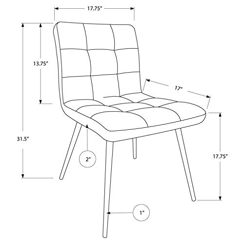 Monarch Specialties 2 Piece DINING CHAIR-2PCS/ 39" H/WHITE LEATHER-LOOK/CHROME, 17.25" L x 20.25" D x 38.75" H