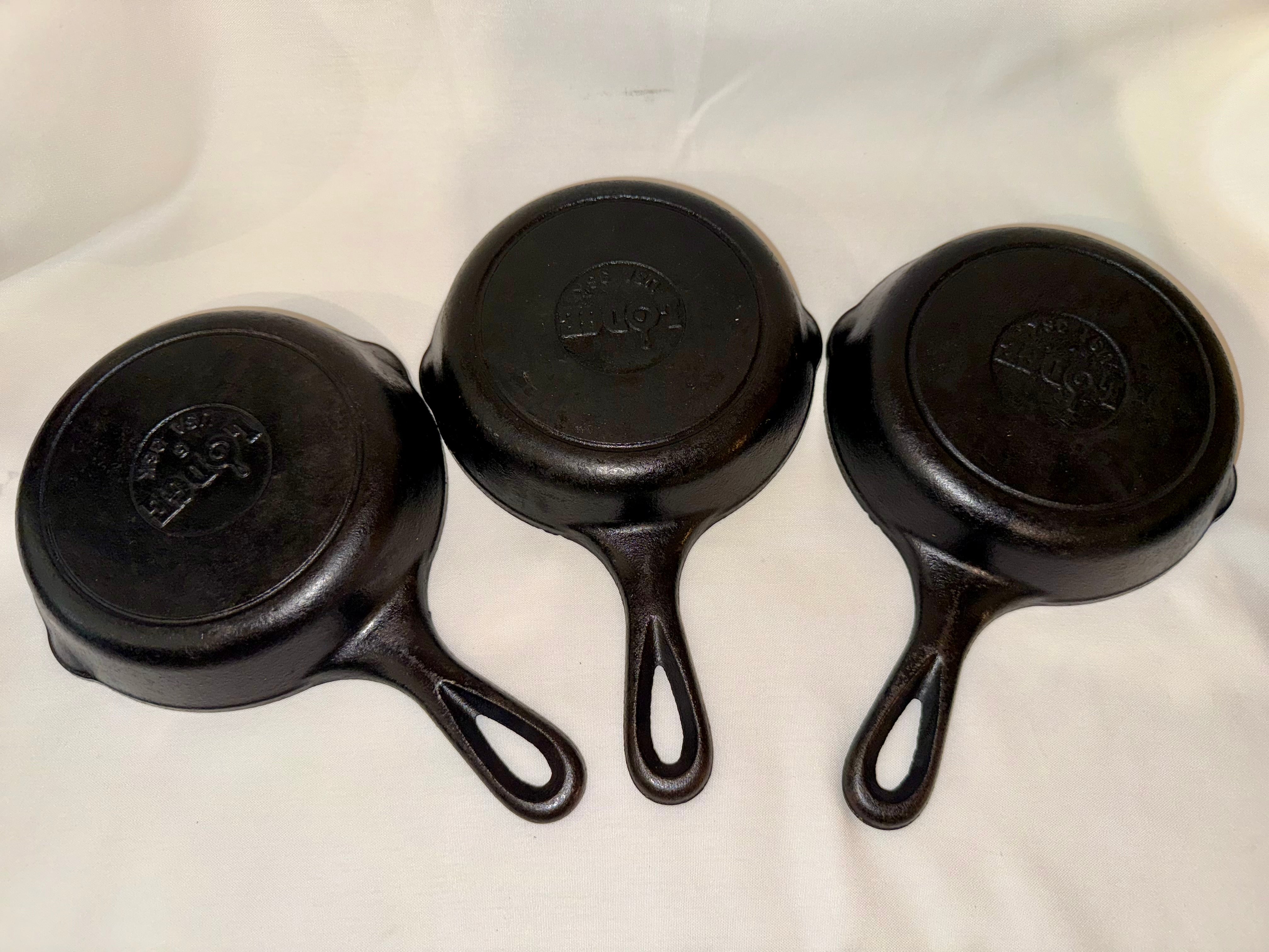 Three 6.5” cast iron skillets, Lodge brand