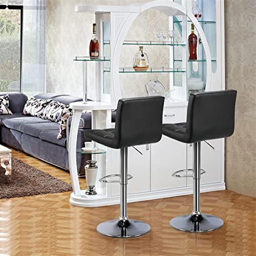 Yaheetech Counter Chairs Height Adjustable Counter Height Bar stools Kitchen Island Chairs Swivel PU Leather Chair Black X-Large Base and Seat, 4pcs