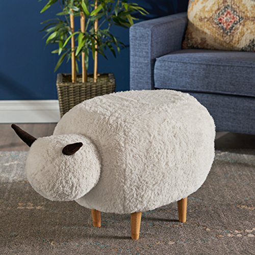 Christopher Knight Home Pearcy Furry Sheep Ottoman, White