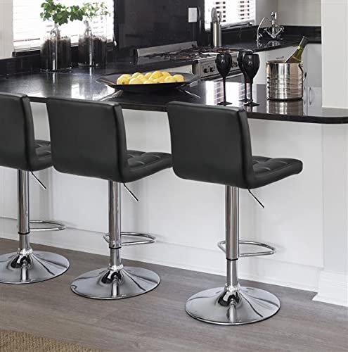 Yaheetech Counter Chairs Height Adjustable Counter Height Bar stools Kitchen Island Chairs Swivel PU Leather Chair Black X-Large Base and Seat, 4pcs