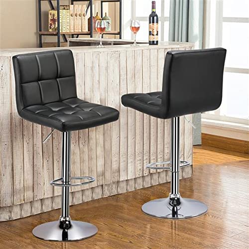 Yaheetech Counter Chairs Height Adjustable Counter Height Bar stools Kitchen Island Chairs Swivel PU Leather Chair Black X-Large Base and Seat, 4pcs