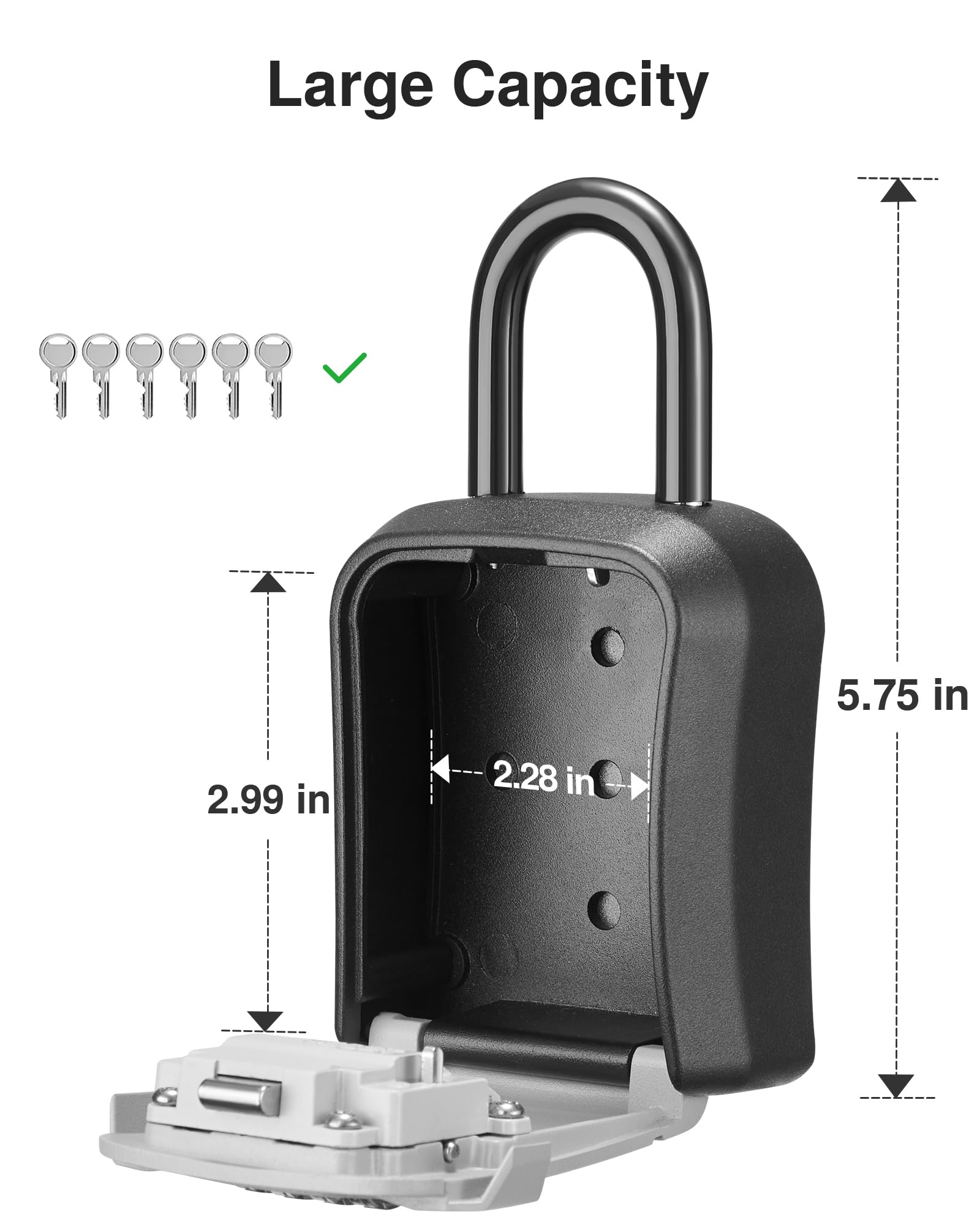 Puroma Lock Box, Key Lock Box Wall Mount & Portable Combination Lockbox with Resettable Code, Security Lockbox for Outside House Keys, Apartment Realtors Spare Keys Storage (4 Pack, Gray)