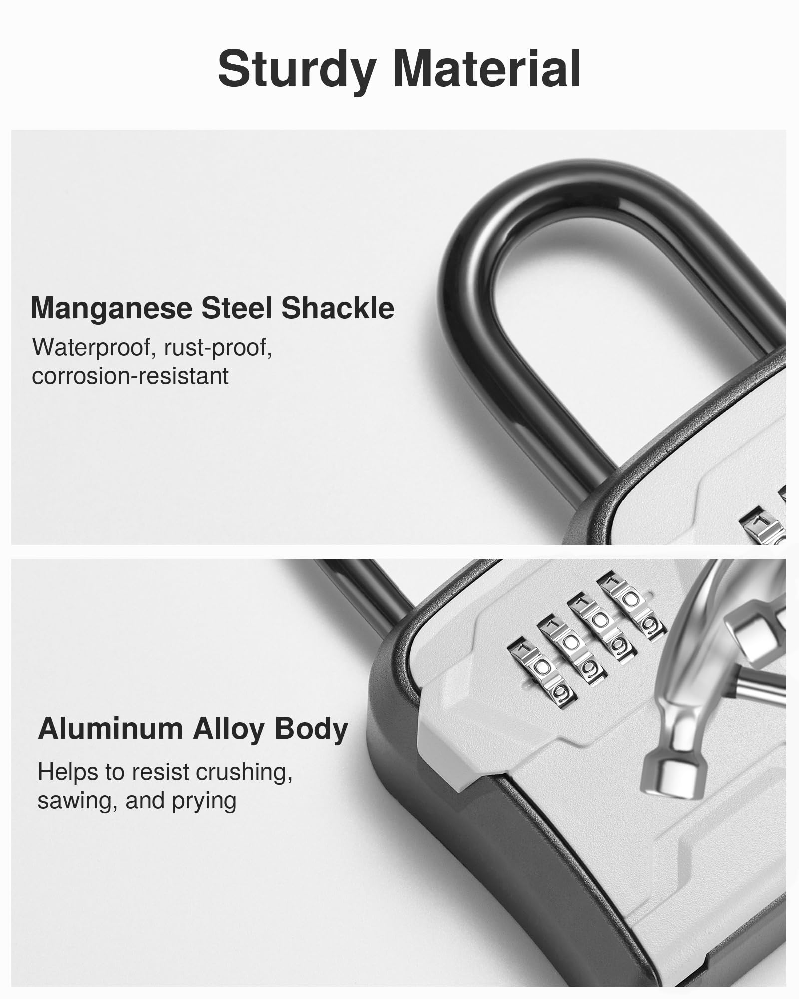 Puroma Lock Box, Key Lock Box Wall Mount & Portable Combination Lockbox with Resettable Code, Security Lockbox for Outside House Keys, Apartment Realtors Spare Keys Storage (4 Pack, Gray)