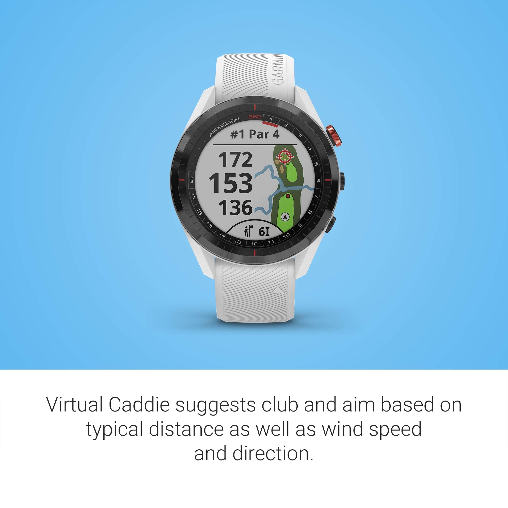 Garmin Approach S62, Premium Golf GPS Watch, Built-in Virtual Caddie, Mapping and Full Color Screen, White